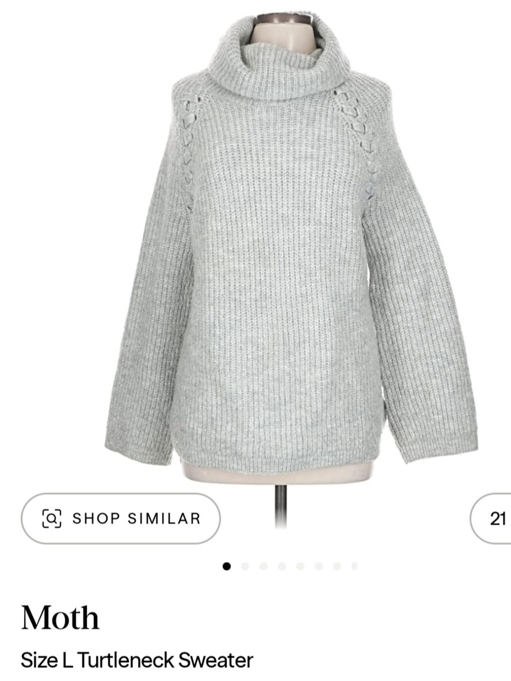 Moth Light Gray Ribbed Cowl Turtleneck Sweater